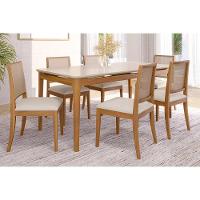 Cadeira Sala De Jantar Buriti Kit 2 Un Carvalho-linho Cinza-tela - Cimol - 6