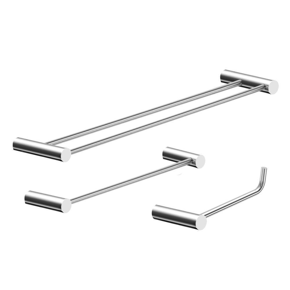 Kit De Acessórios Duplo Para Banheiro Alto Brilho Orion 3 Peças Prata 2040or - 1