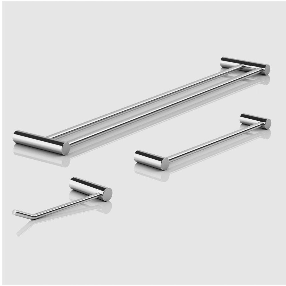 Kit De Acessórios Duplo Para Banheiro Alto Brilho Orion 3 Peças Prata 2040or - 3