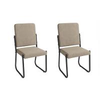 Cadeira Sala De Jantar Sicília 2c139prf Aço Kit 2 Un Preto-linho Bege Fendi - Kappesberg - 1