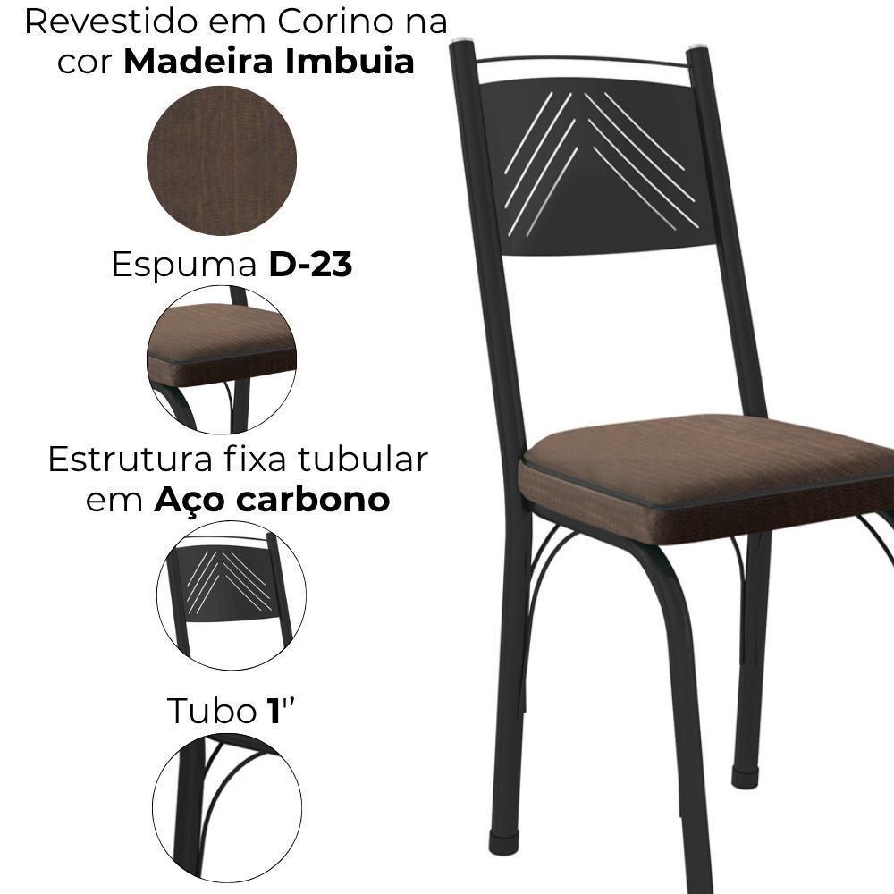 Cadeira Tubular Europa 151 Preto Assento Madeira Imbuia Artef Madeira Imbuia - 5