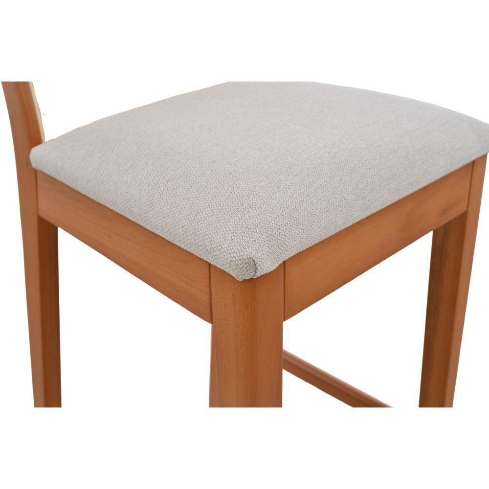 Banqueta Alta Arizona Madeira Maciça Amêndoa Encosto Tela Sling Bege Assento Sued - 9