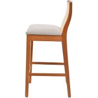 Banqueta Alta Arizona Madeira Maciça Amêndoa Encosto Tela Sling Bege Assento Sued - 5