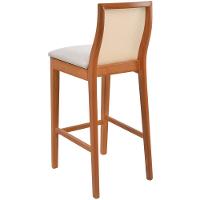 Banqueta Alta Arizona Madeira Maciça Amêndoa Encosto Tela Sling Bege Assento Sued - 6