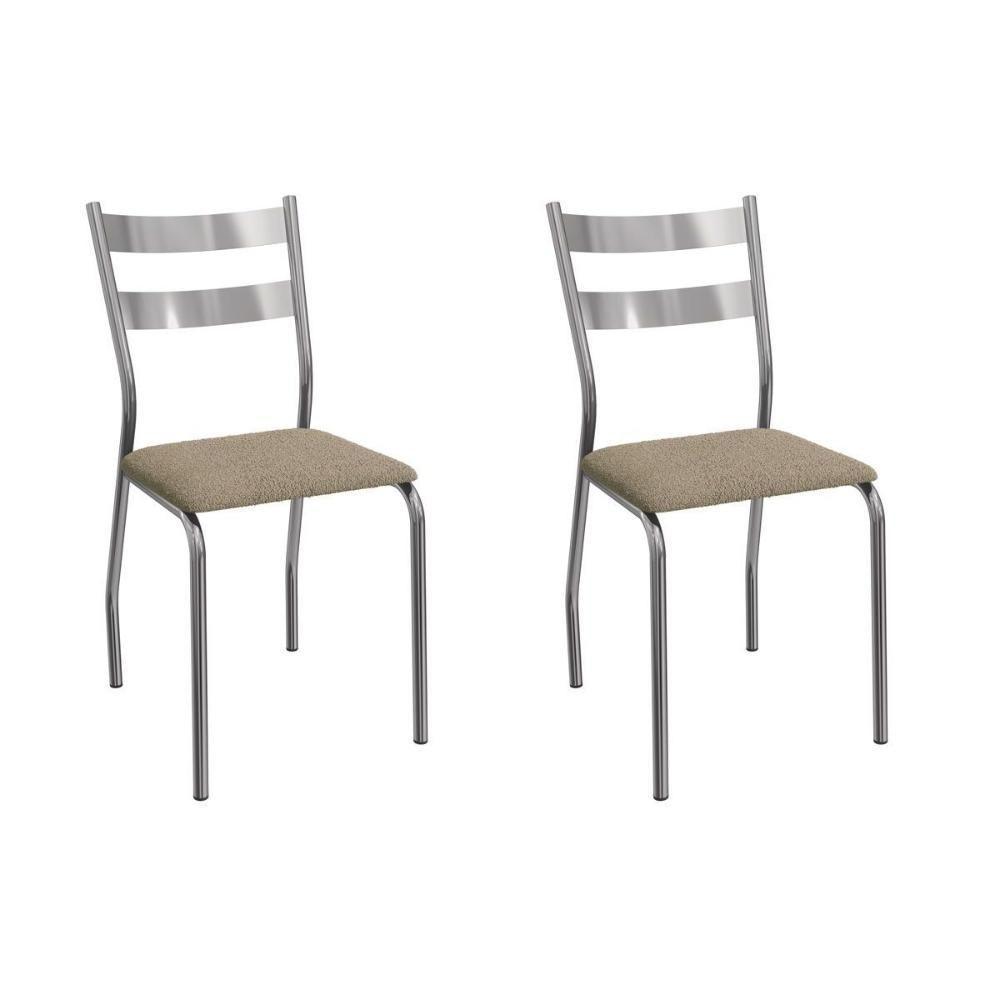Cadeira Sala De Jantar Bali 2c141cr Aço Kit 2 Un Cromado-boucle Bege Fendi - Kappesberg - 1