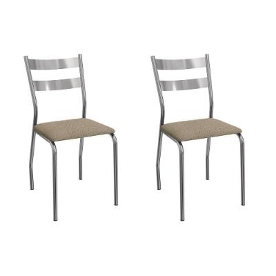 Cadeira Sala De Jantar Bali 2c141cr Aço Kit 2 Un Cromado-boucle Bege Fendi - Kappesberg