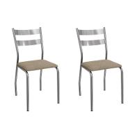 Cadeira Sala De Jantar Bali 2c141cr Aço Kit 2 Un Cromado-boucle Bege Fendi - Kappesberg - 1