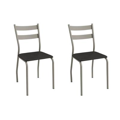 Cadeira Sala De Jantar Bali 2c141nk Aço Kit 2 Un Niquel-ano Preto - Kappesberg