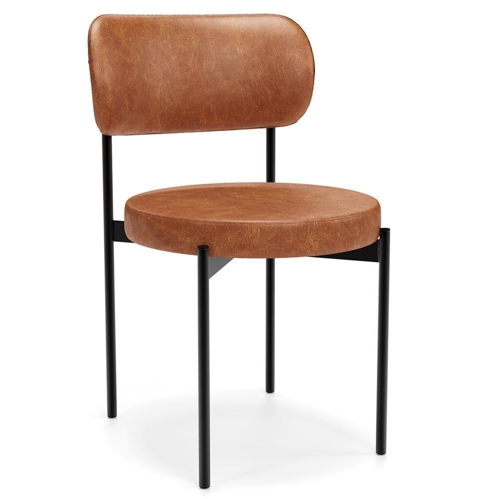 Cadeira Decorativa Estofada Para Sala De Jantar Louvre L02 Couríssimo Camel - Lyam Decor - 1