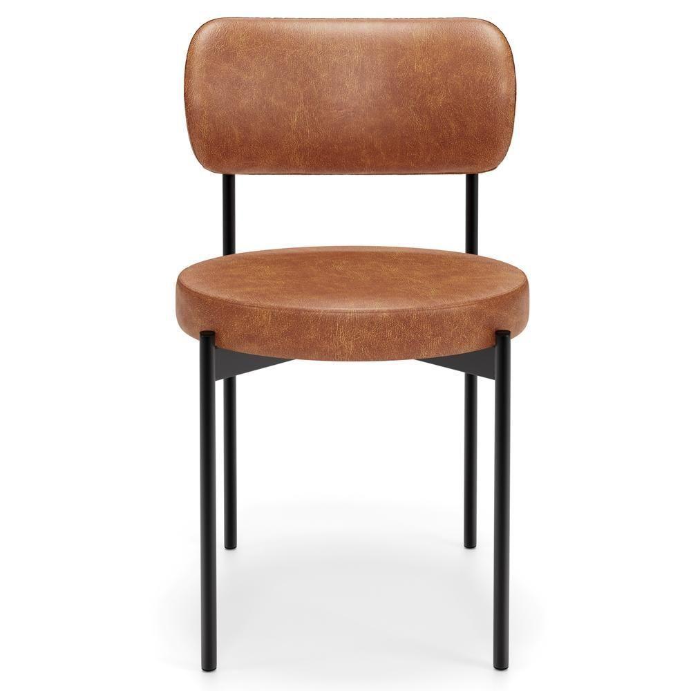 Cadeira Decorativa Estofada Para Sala De Jantar Louvre L02 Couríssimo Camel - Lyam Decor - 3