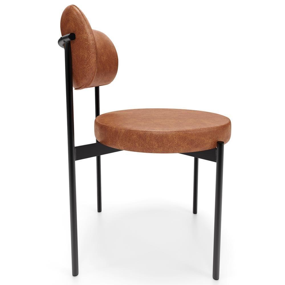 Cadeira Decorativa Estofada Para Sala De Jantar Louvre L02 Couríssimo Camel - Lyam Decor - 6