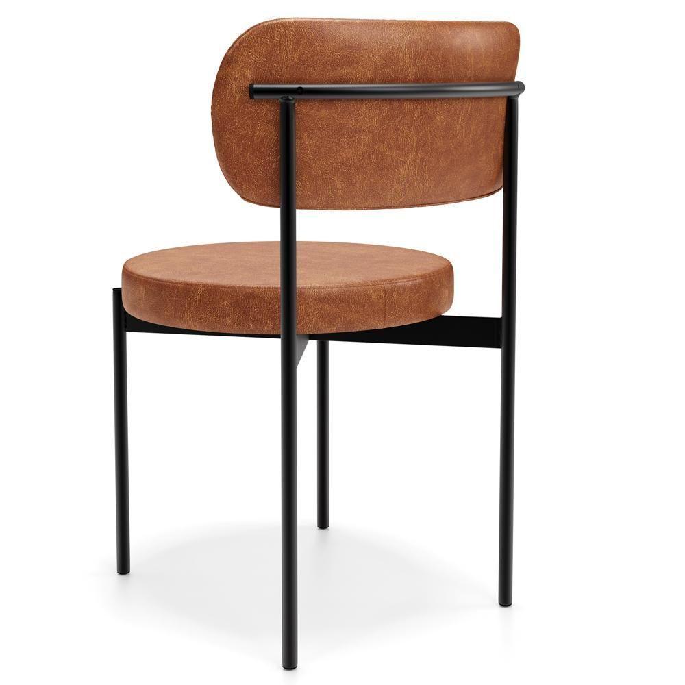 Cadeira Decorativa Estofada Para Sala De Jantar Louvre L02 Couríssimo Camel - Lyam Decor - 7