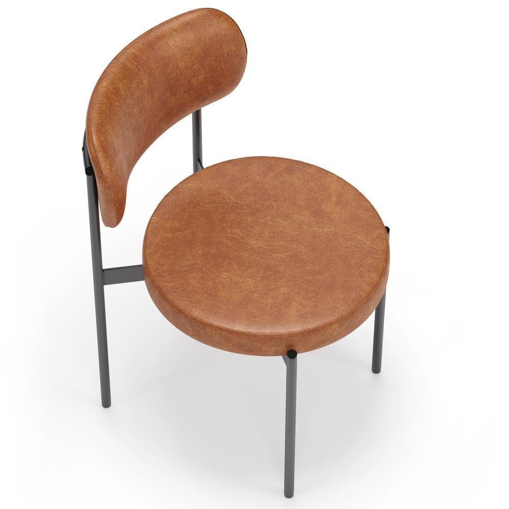 Cadeira Decorativa Estofada Para Sala De Jantar Louvre L02 Couríssimo Camel - Lyam Decor - 8