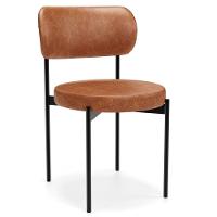 Cadeira Decorativa Estofada Para Sala De Jantar Louvre L02 Couríssimo Camel - Lyam Decor - 1