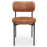 Cadeira Decorativa Estofada Para Sala De Jantar Louvre L02 Couríssimo Camel - Lyam Decor - 3