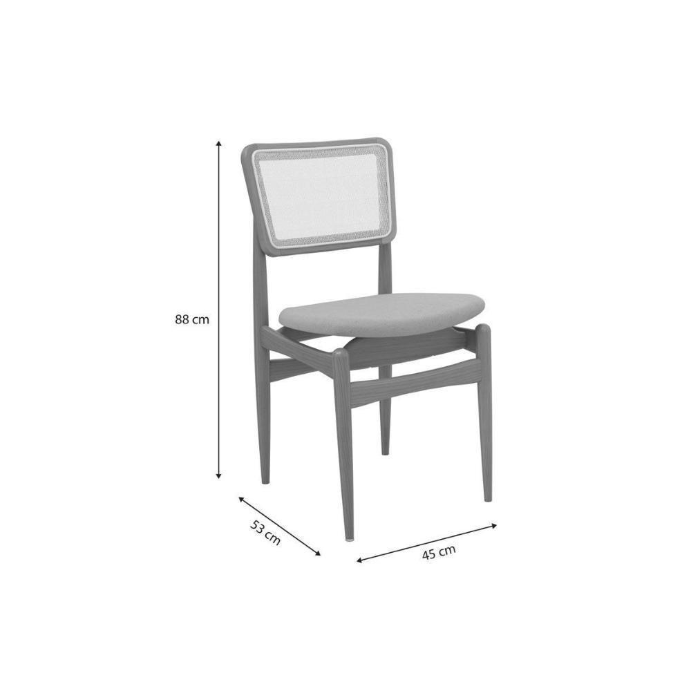 Cadeira Sala De Jantar Stela 1cmm013ca Premium Madeira Maciça 1 Un Carvalho-boucle Cinza-tela Grafite - Kappesberg - 2