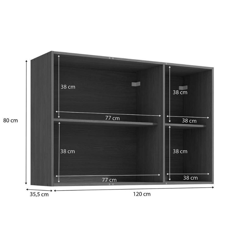 Armário Aéreo P- Cozinha Vibra T648 C- 3 Portas 120cm Canela-grafite Lacca - Kappesberg - 2