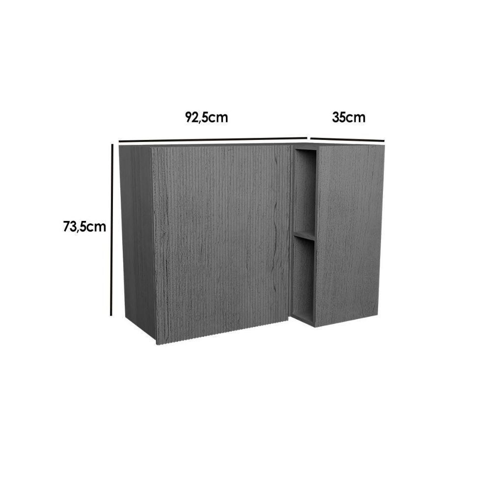 Armário Aéreo P- Cozinha Denver Ph 3106 Canto Reto C- 1 Porta Ripada E 2 Nichos 92,5cm Freijo Rocks - Herval - 4