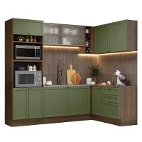 Armário De Cozinha Completa De Canto 399 Cm Rustic-verde Vik Madesa 01 Rustic-verde - 2