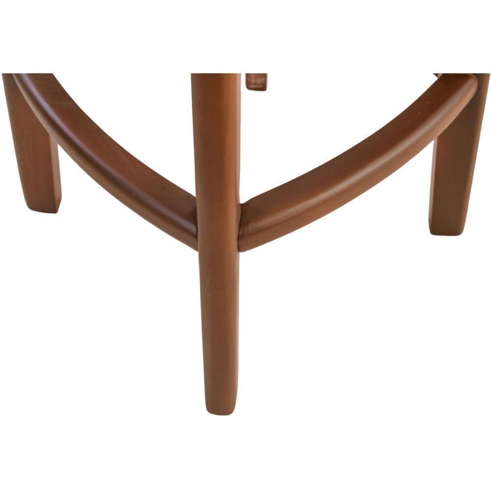 Banqueta Banco Alto Bar Em Madeira Maciça Castanho Assento Redondo Corino Preto - 7