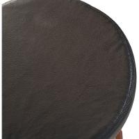 Banqueta Banco Alto Bar Em Madeira Maciça Castanho Assento Redondo Corino Preto - 5