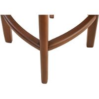 Banqueta Banco Alto Bar Em Madeira Maciça Castanho Assento Redondo Corino Preto - 7