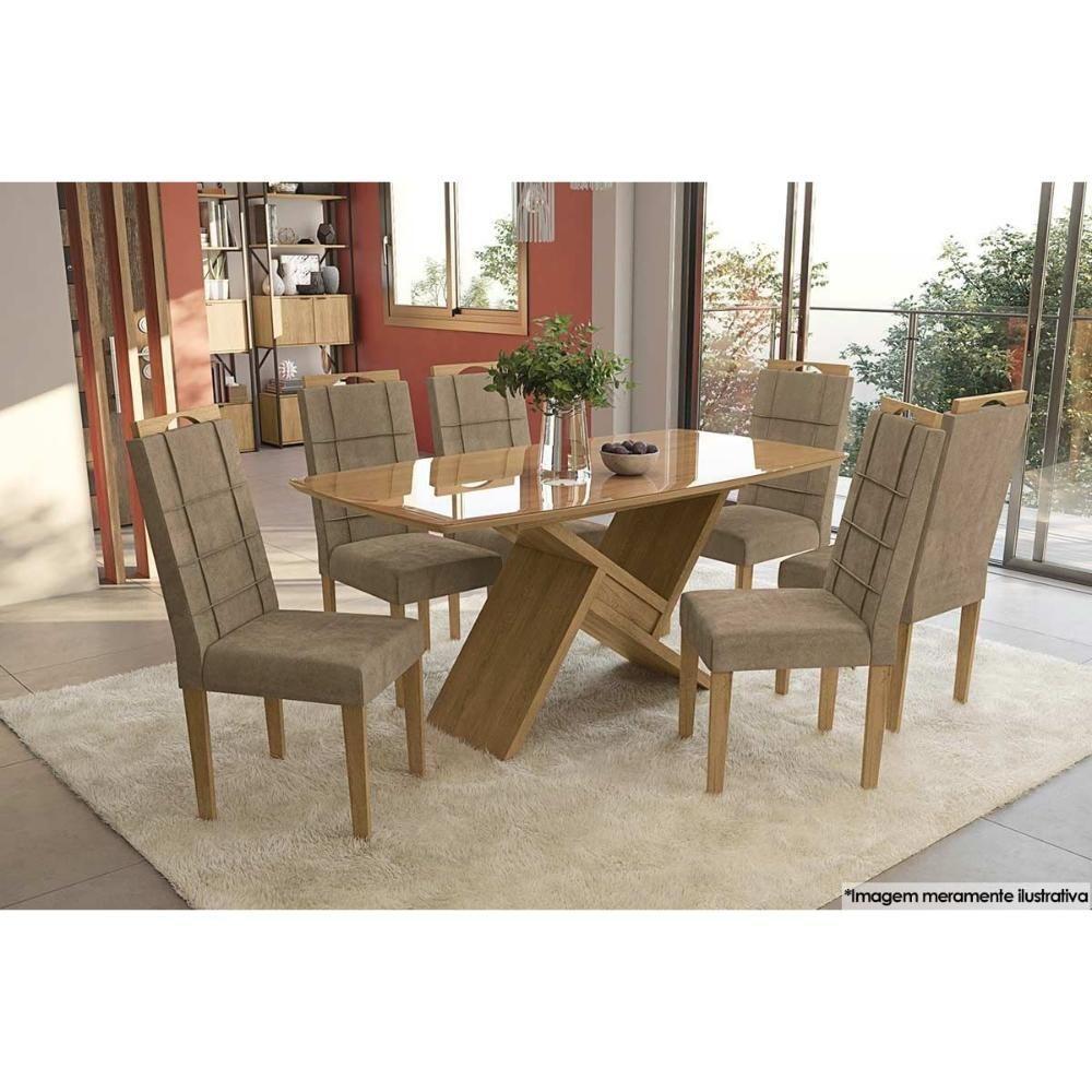 Cadeira Sala De Jantar Flora 2cad150 Madeirado Kit 2 Un Carvalho-suede Bege - Kappesberg - 3