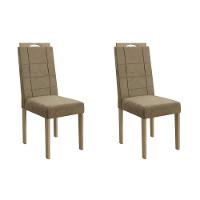 Cadeira Sala De Jantar Flora 2cad150 Madeirado Kit 2 Un Carvalho-suede Bege - Kappesberg - 1