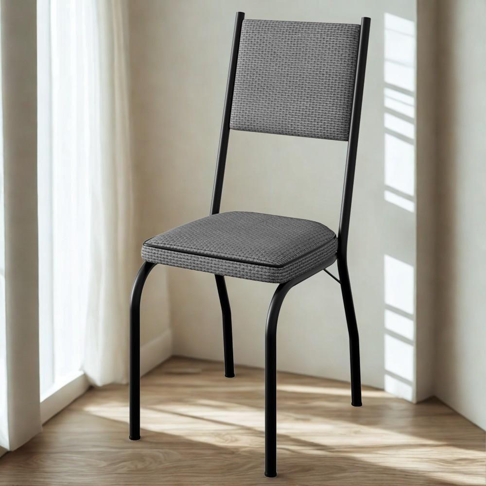 Cadeira Tubular Europa 258 Preto Assento Platina Artef Platina - 2