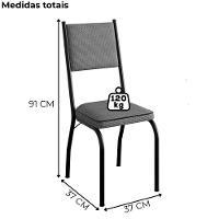 Cadeira Tubular Europa 258 Preto Assento Platina Artef Platina - 3