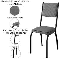 Cadeira Tubular Europa 258 Preto Assento Platina Artef Platina - 5