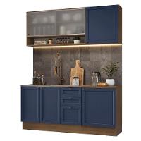 Armário De Cozinha Compacta 180 Cm Rustic-azul Vik Madesa 03 Rustic-azul - 2