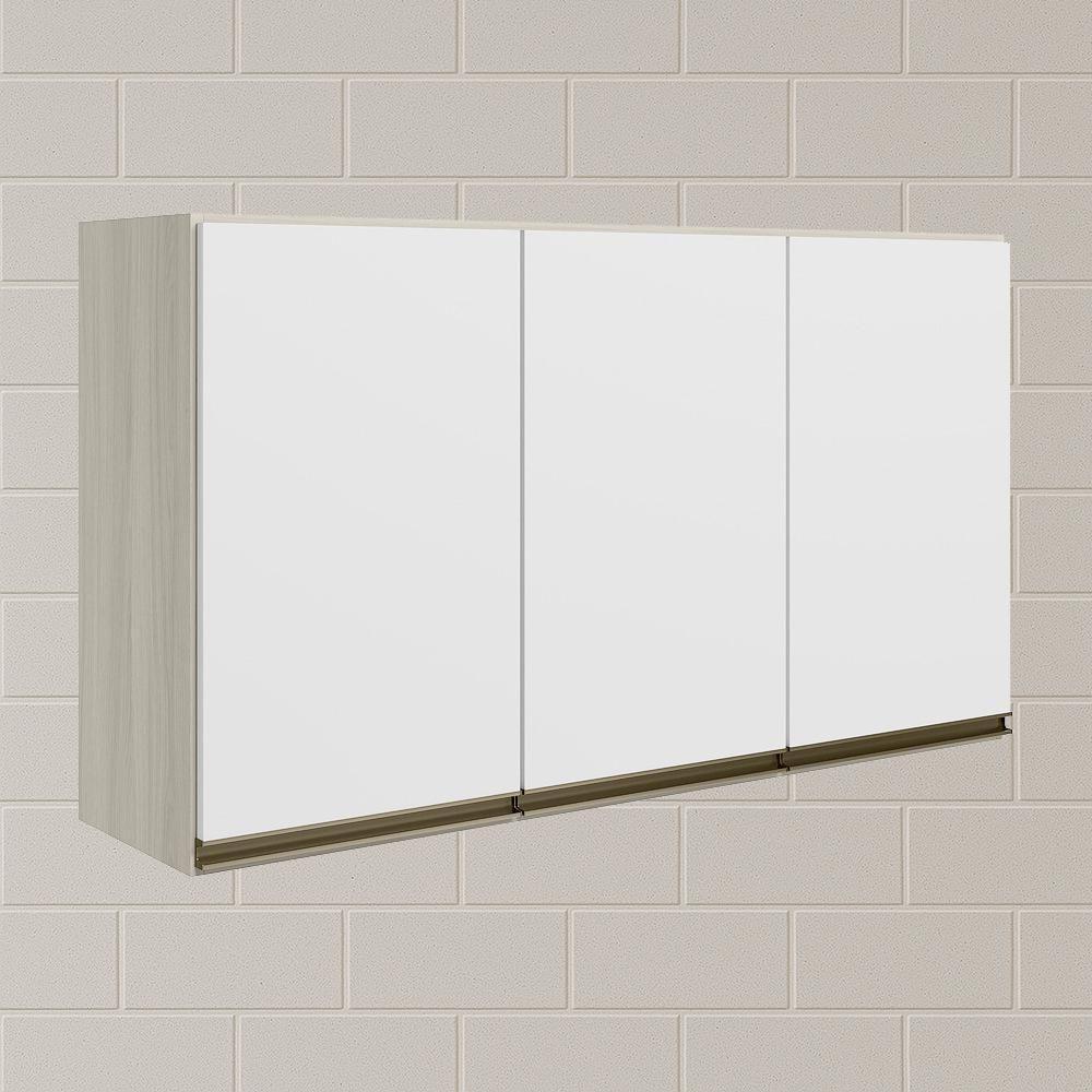 Armario Aereo 3 Portas Mdf 120 Cm Kali 12197 Bianco Toq Branco Uv Nicioli Bianco Toq Branco Uv - 2