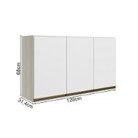Armario Aereo 3 Portas Mdf 120 Cm Kali 12197 Bianco Toq Branco Uv Nicioli Bianco Toq Branco Uv - 3