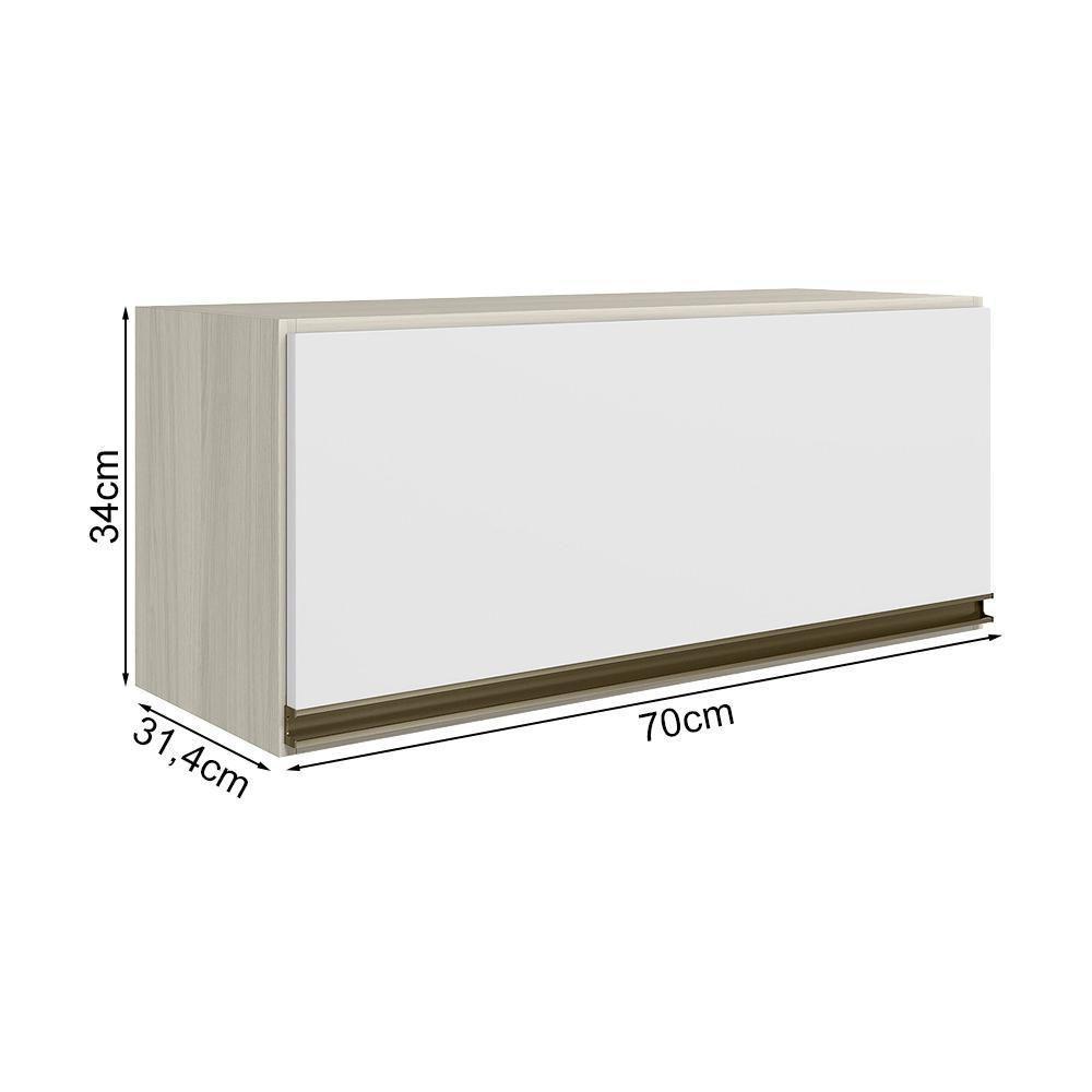 Armario Aereo Basc Mdf 70 Cm Kali 16339 Bianco Toq Branco Uv Nicioli Bianco Toq Branco Uv - 3