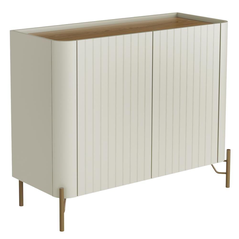 Buffet Sala De Jantar 2 Portas Brise 1 Gaveta Pés Industrial Dourado Naim I03 Luna Louro - Lyam - 1