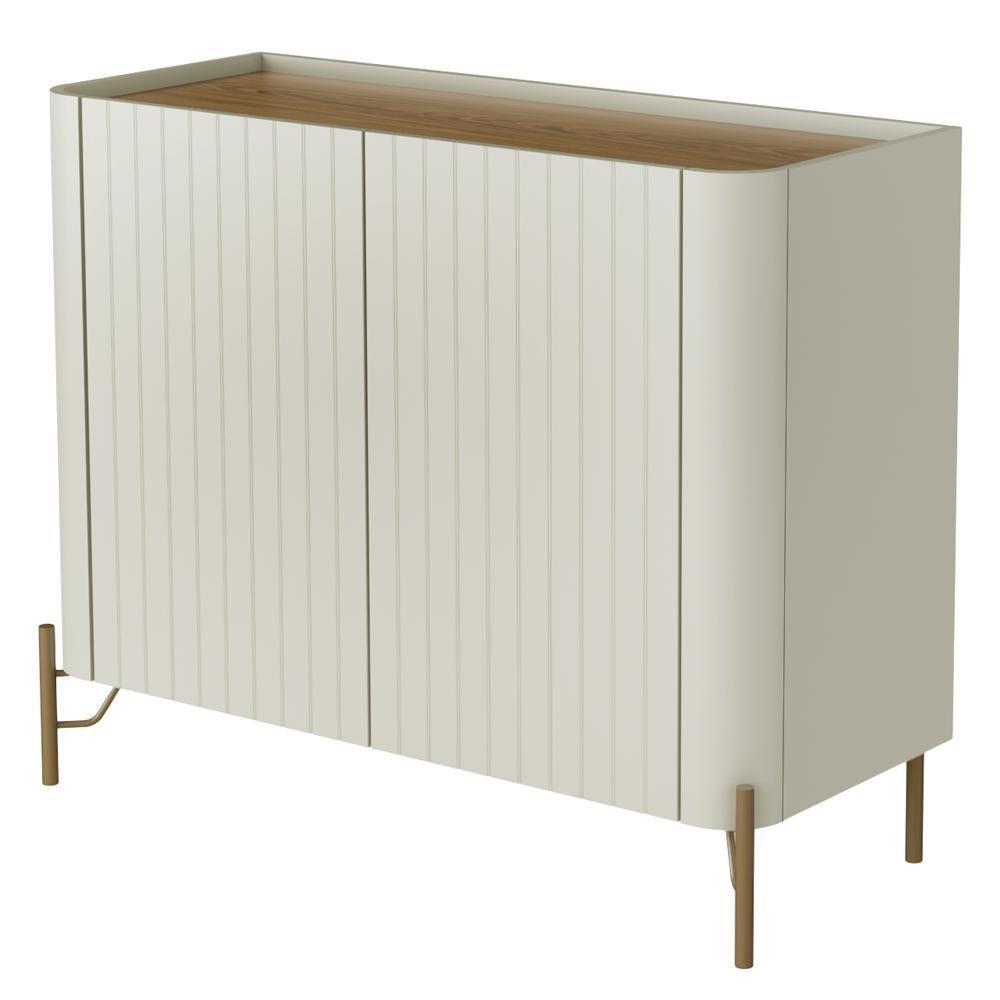 Buffet Sala De Jantar 2 Portas Brise 1 Gaveta Pés Industrial Dourado Naim I03 Luna Louro - Lyam - 6