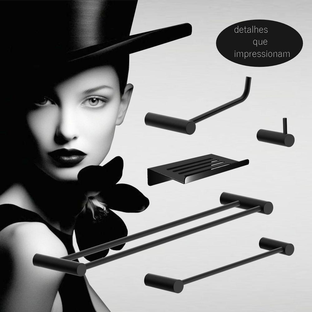 Kit Acessórios Para Banheiro Preto Fosco 5 Peças Grego Metal 2190or - 2