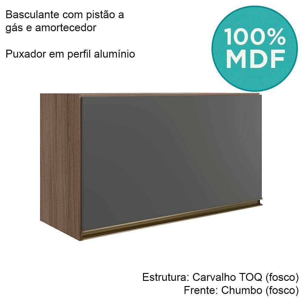 Armario Aereo Basc Mdf 60 Cm Kali 16337 Carvalho Toq Chumbo Nicioli Carvalho Toq Chumbo - 5