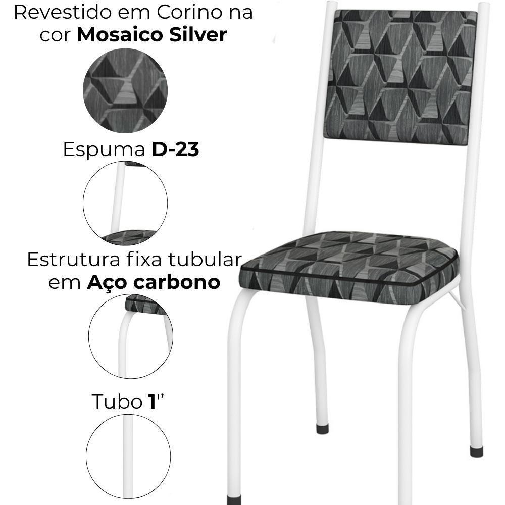 Cadeira Tubular Europa 258 Branco Assento Mosaico Silver Artef Mosaico Silver - 5
