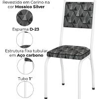 Cadeira Tubular Europa 258 Branco Assento Mosaico Silver Artef Mosaico Silver - 5