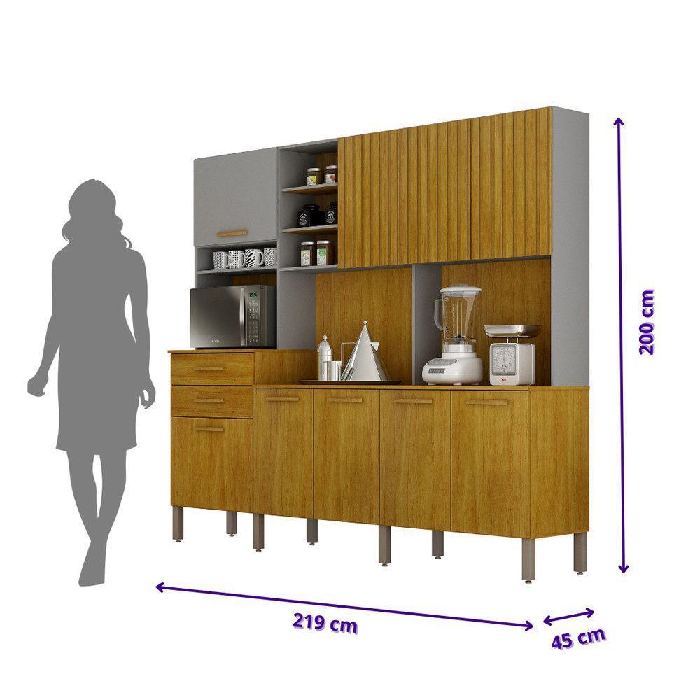 Armário Cozinha Lira Plus 9 Portas 2 Gvts Nicho Mobilihouse Off White Acetinado/cinamomo - 3