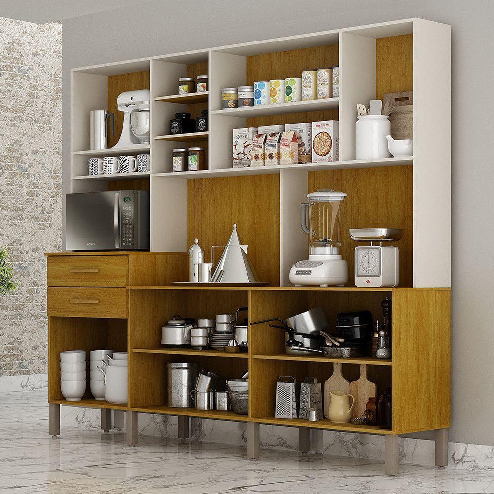 Armário Cozinha Lira Plus 9 Portas 2 Gvts Nicho Mobilihouse Off White Acetinado/cinamomo - 7