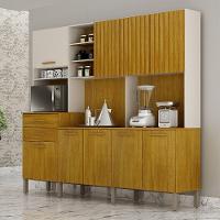 Armário Cozinha Lira Plus 9 Portas 2 Gvts Nicho Mobilihouse Off White Acetinado/cinamomo - 1