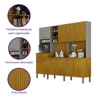 Armário Cozinha Lira Plus 9 Portas 2 Gvts Nicho Mobilihouse Off White Acetinado/cinamomo