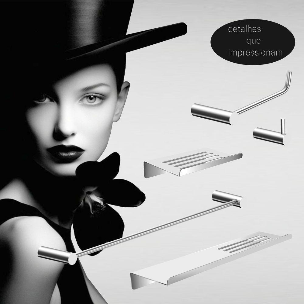 Kit Acessórios Para Banheiro Alto Brilho 5 Peças Grego Metal 2101or - 2