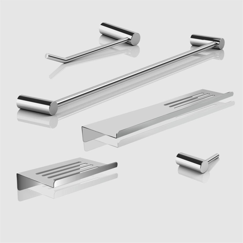 Kit Acessórios Para Banheiro Alto Brilho 5 Peças Grego Metal 2101or - 3