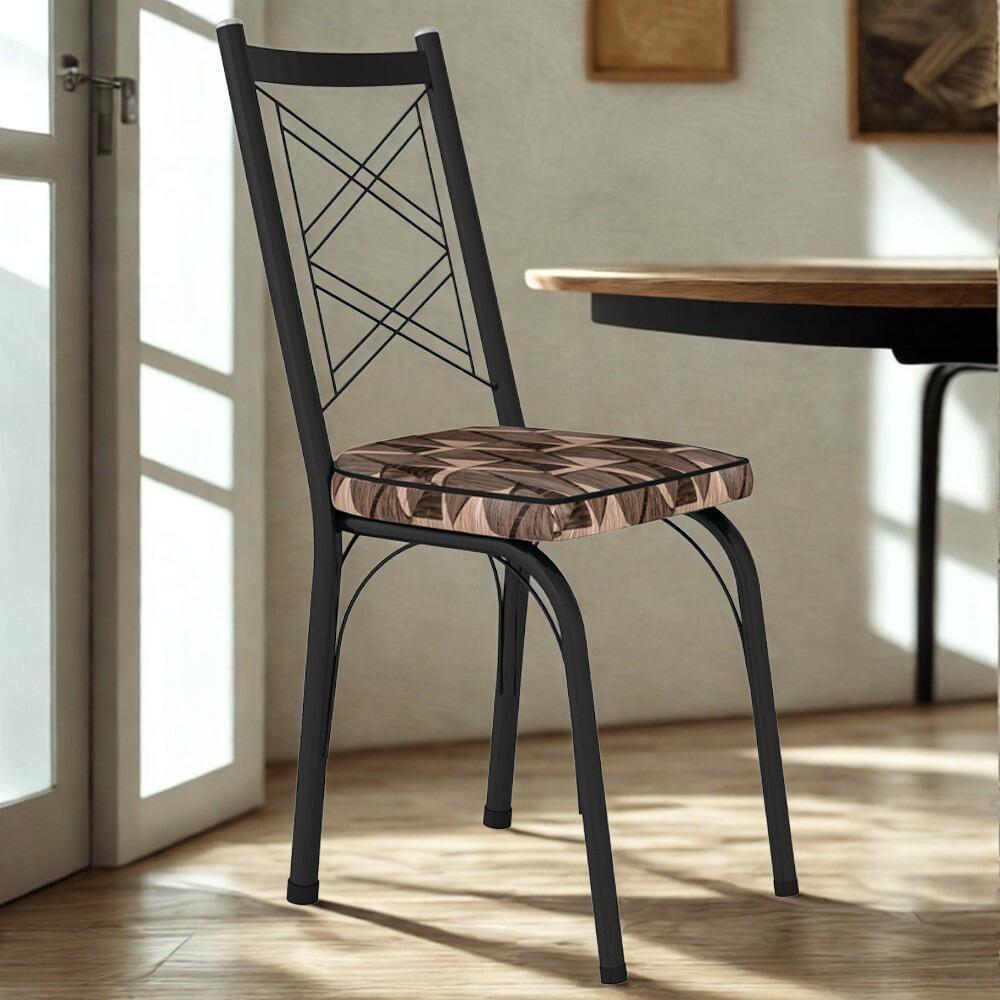 Cadeira Tubular Europa 143 Preto Assento Mosaico Palha Artef Mosaico Palha - 2