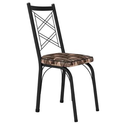 Cadeira Tubular Europa 143 Preto Assento Mosaico Palha Artef Mosaico Palha