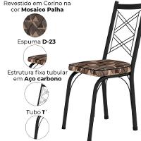 Cadeira Tubular Europa 143 Preto Assento Mosaico Palha Artef Mosaico Palha - 5